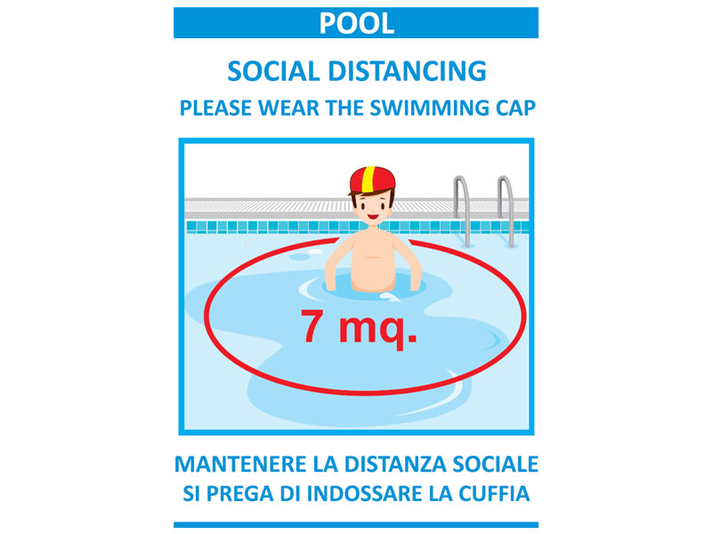 Mantenere distanza sociale in piscina